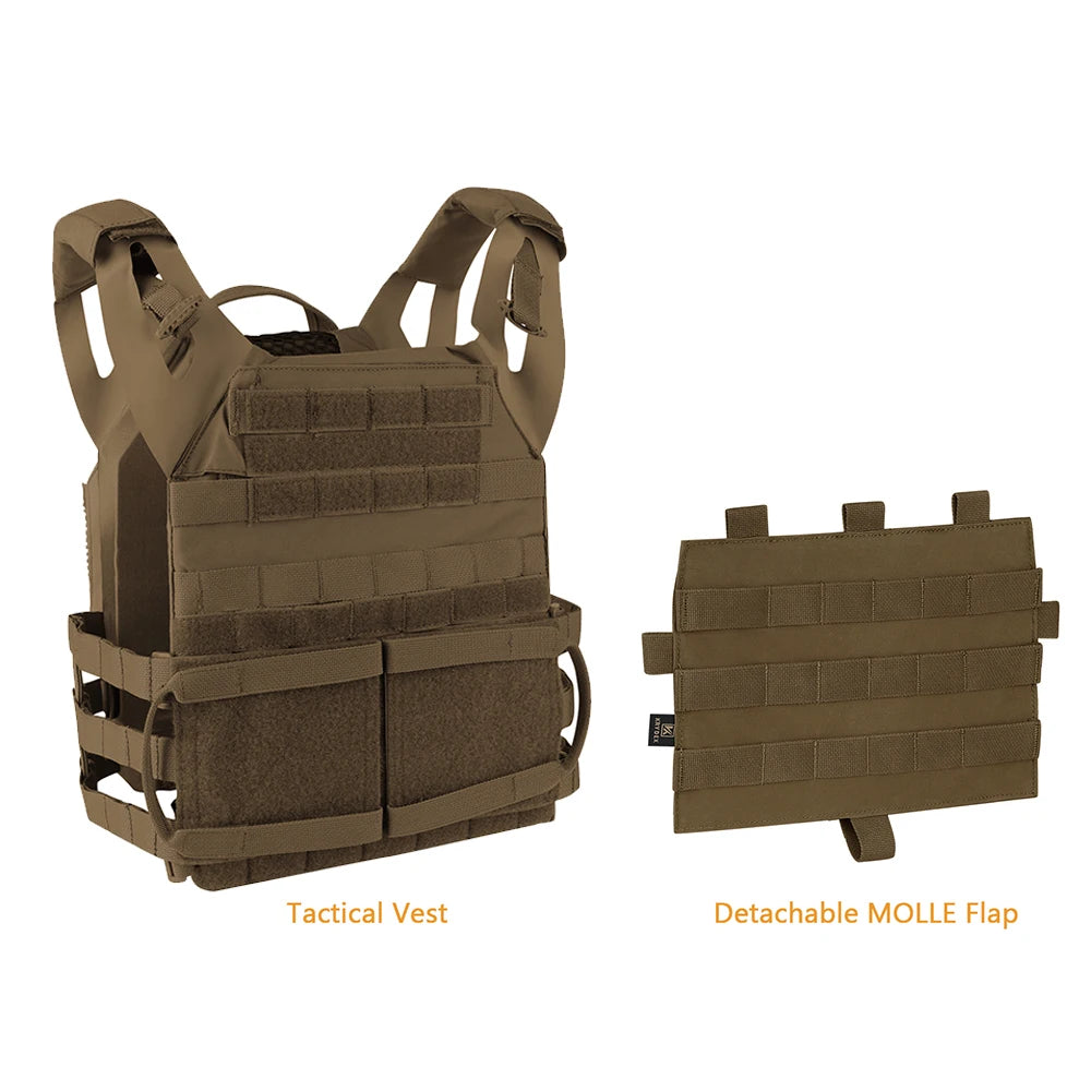KRYDEX 500D Nylon Tactical Plate Carrier Vest With MOLLE Front Flap