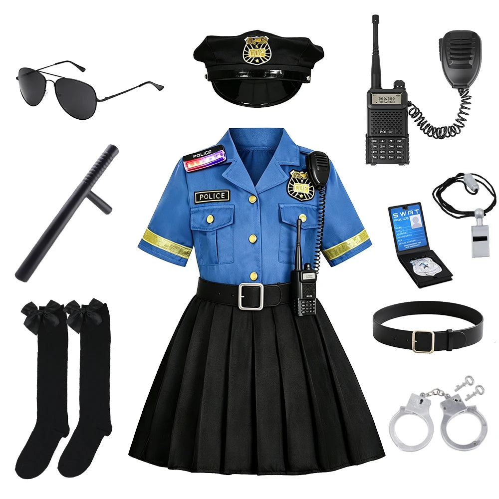 Duokipolla Girls Police Officer Costume Dress Up Uniform