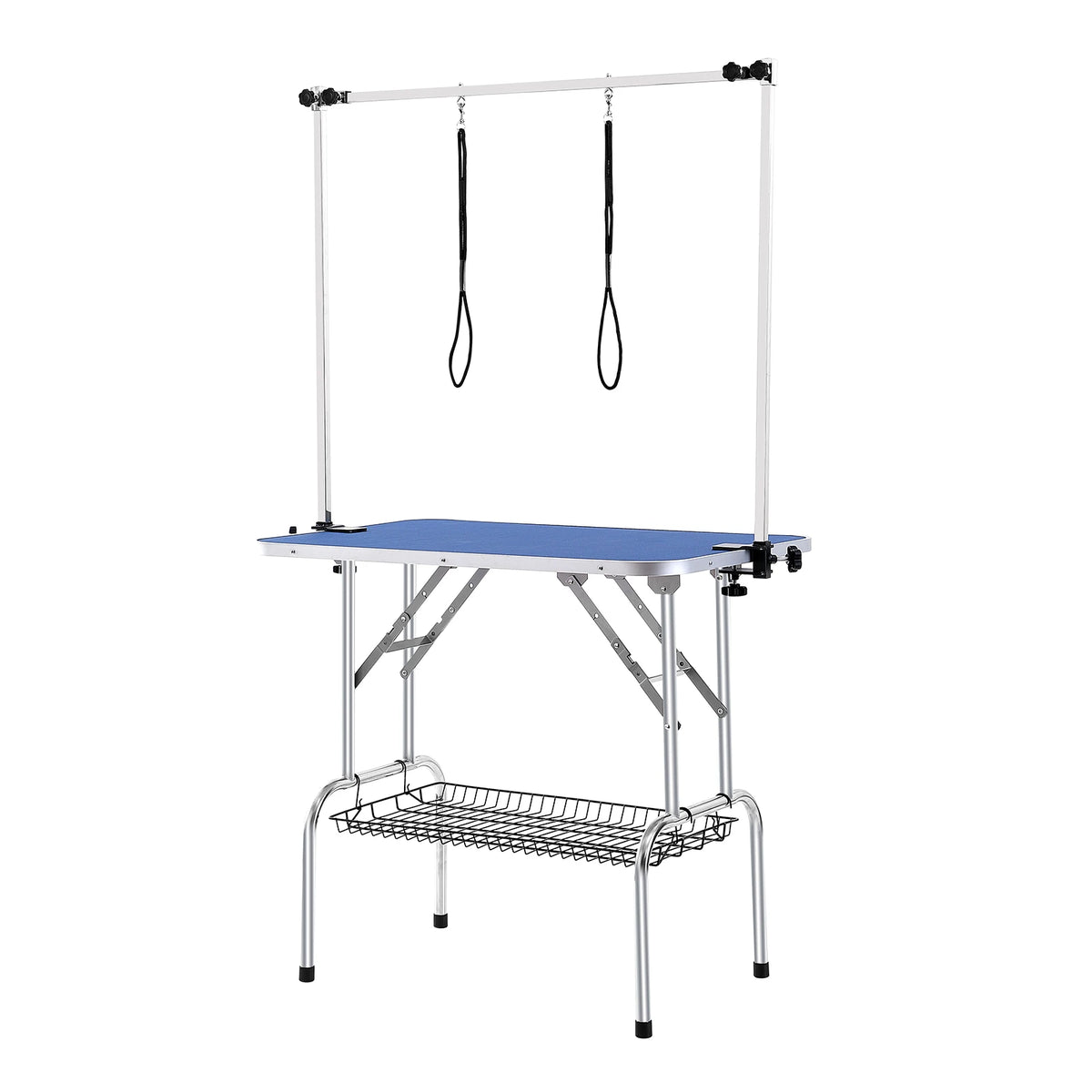 SucceBuy Foldable Dog Grooming Table With Two Arms And Loop
