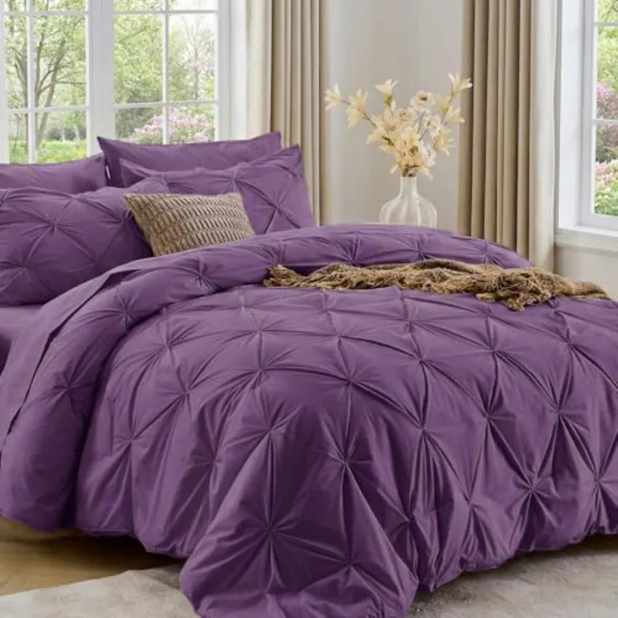 Pintuck All Season Comforter Set 7-Piece Bed in a Bag