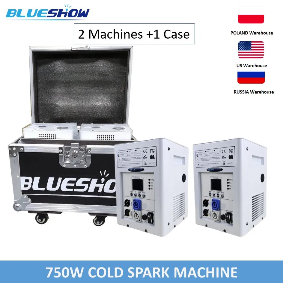 2  Cold Spark Machine Ti Powder 750W  Cold Firework Machine DMX Remote Control LCD Cold Sparking Machine Powder Ti