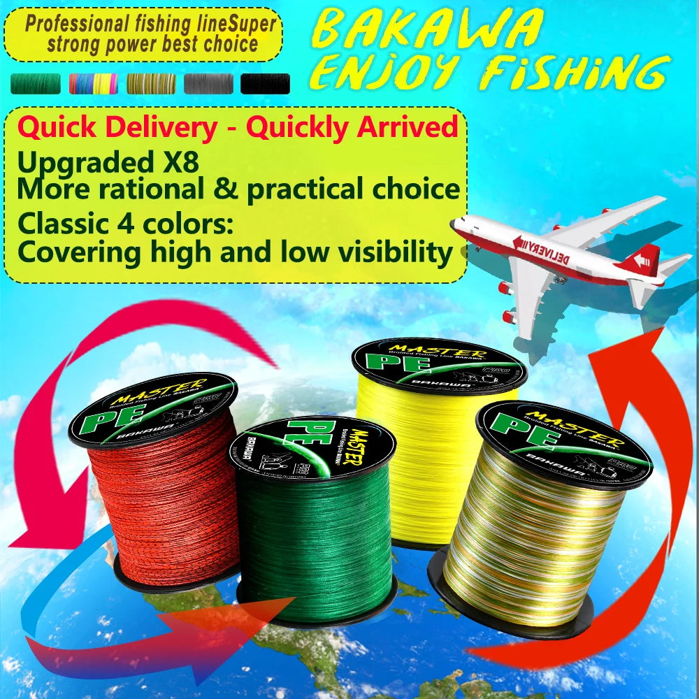 Bakawa 8 Strand Braided PE Fishing Line High Sensitivity Long Casting