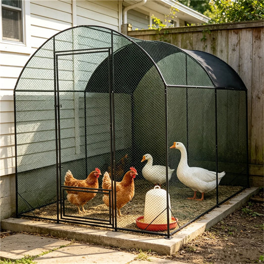 Borwart Outdoor Chicken Coop Cage with Nylon Netting Metal Tubes