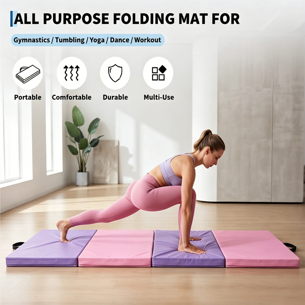 HiMISS Folding Gymnastics Exercise Mat for Yoga Pilates and Tumbling