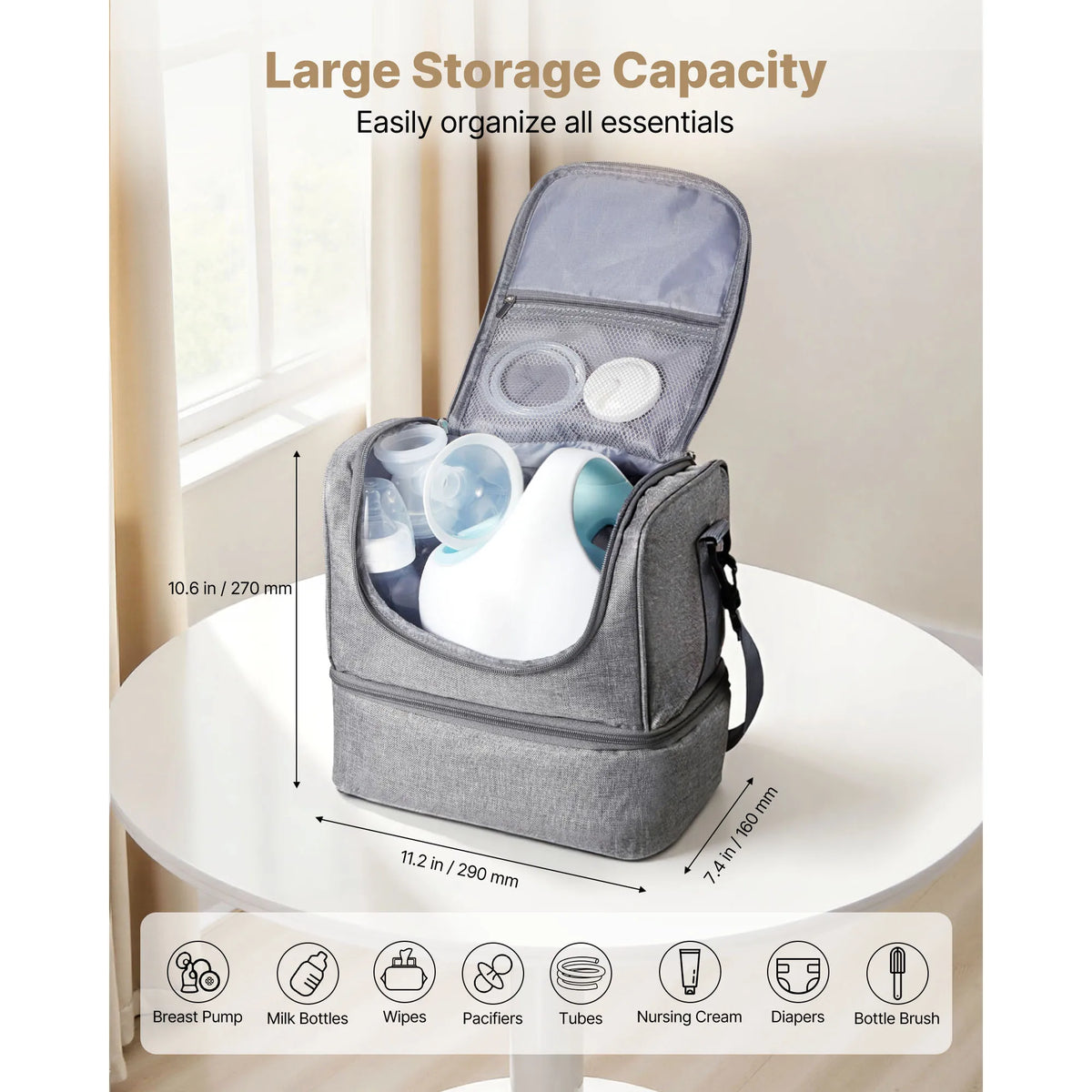 SucceBuy Insulated Breast Pump Bag Travel Carrying Case