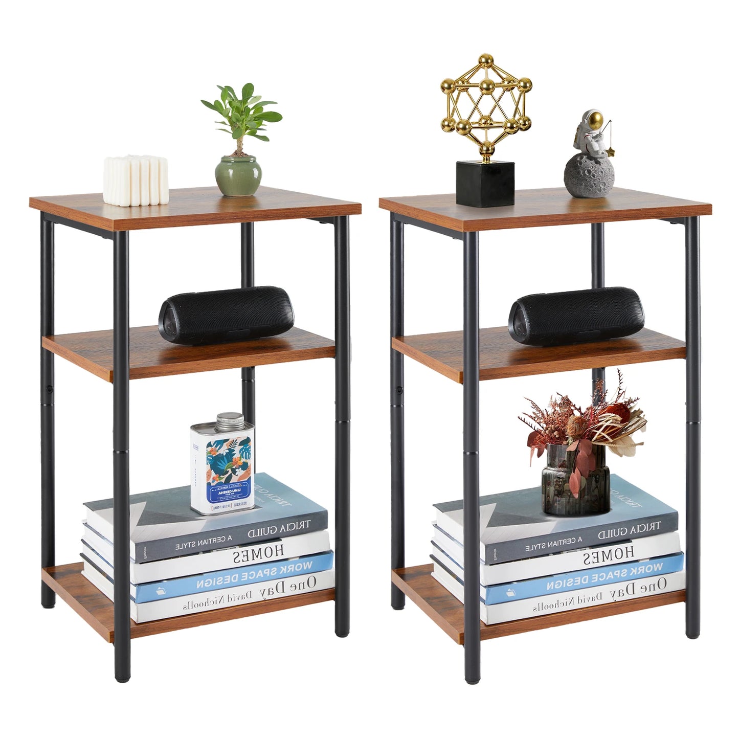 JHK Two To Three Tier End Table With Adjustable Feet