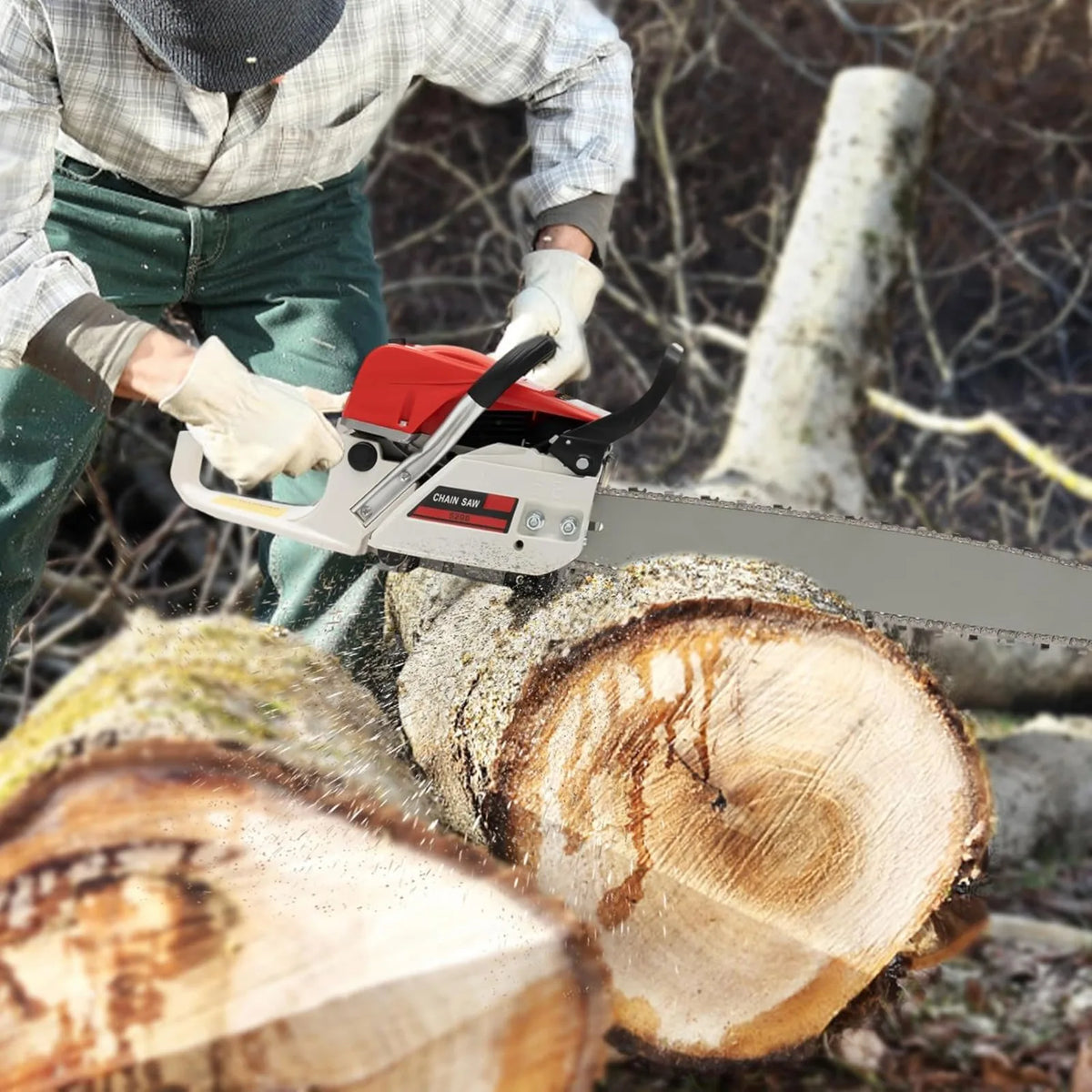 Portable 52CC Gas Powered 2-Stroke Chainsaw for Wood Cutting