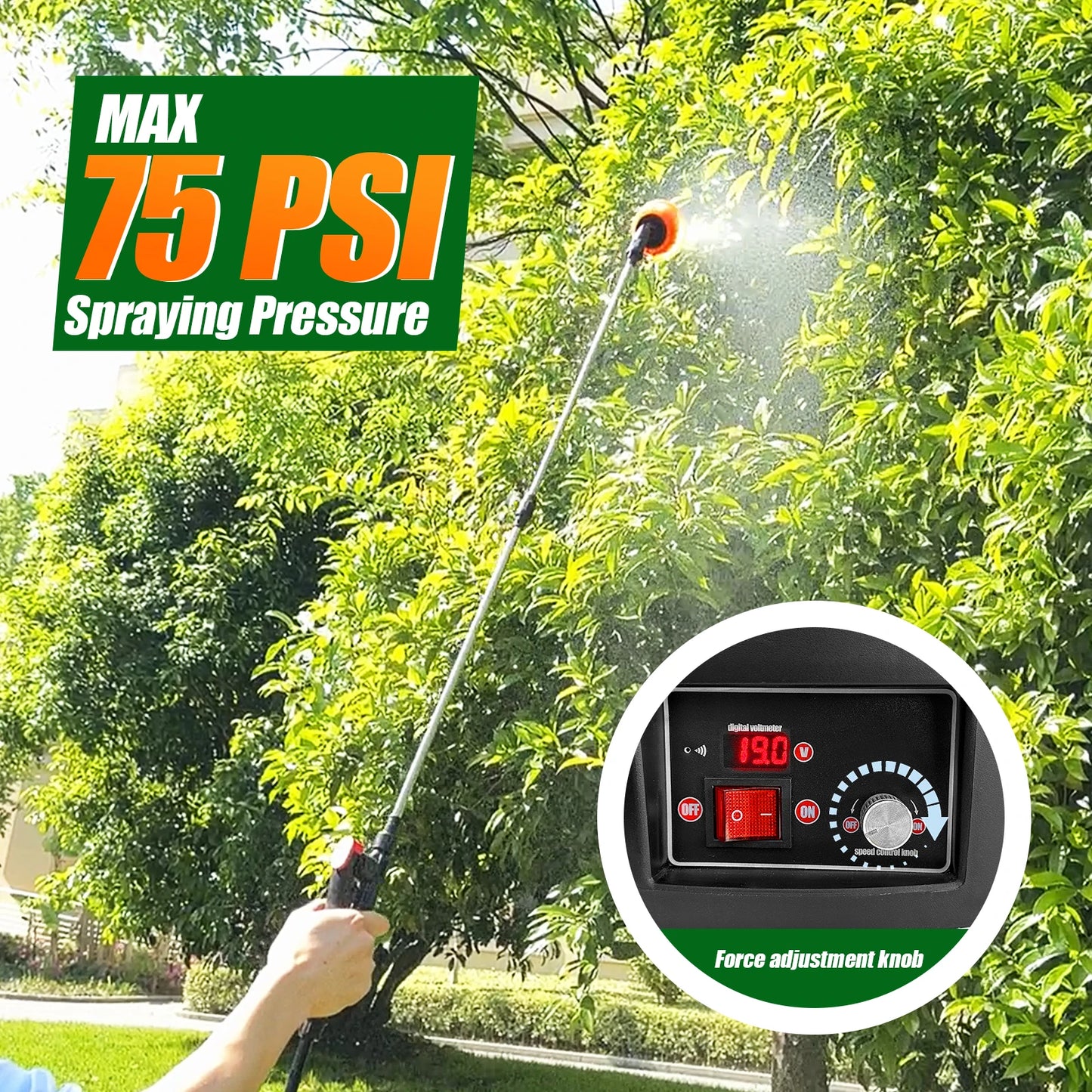 Garden Electric Sprayer With Telescopic Wand And 5 Nozzles 100 PSI