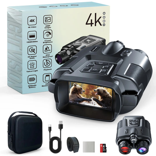 DIYIMIN Night Vision Binoculars 8X Digital Zoom Infrared 4K Goggles