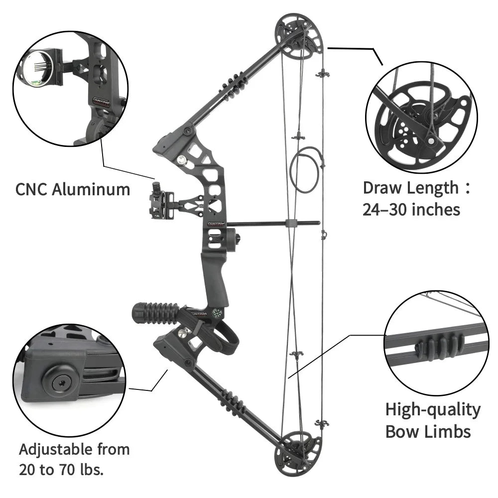 Adjustable Compound Bow With Spine 500 Arrows 20 To 70