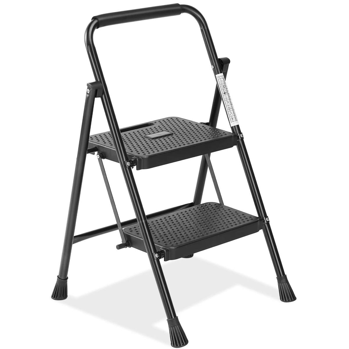 JHK Folding Steel Step Ladder Stool With Comfort Grip Handle