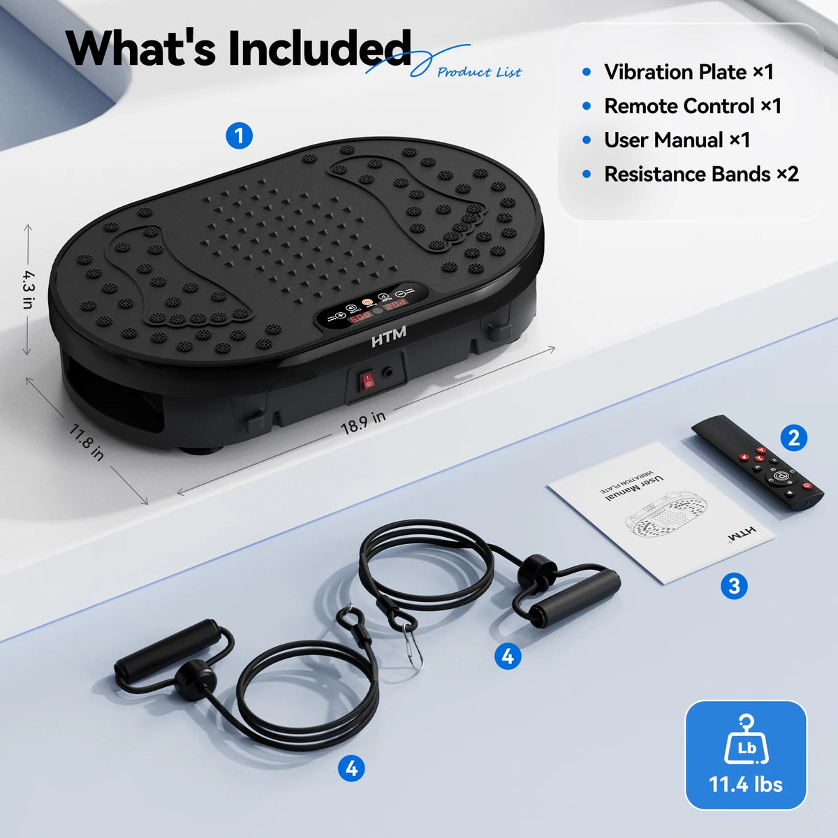 HTM Vibration Plate Fitness Trainer for Full Body Home Workouts