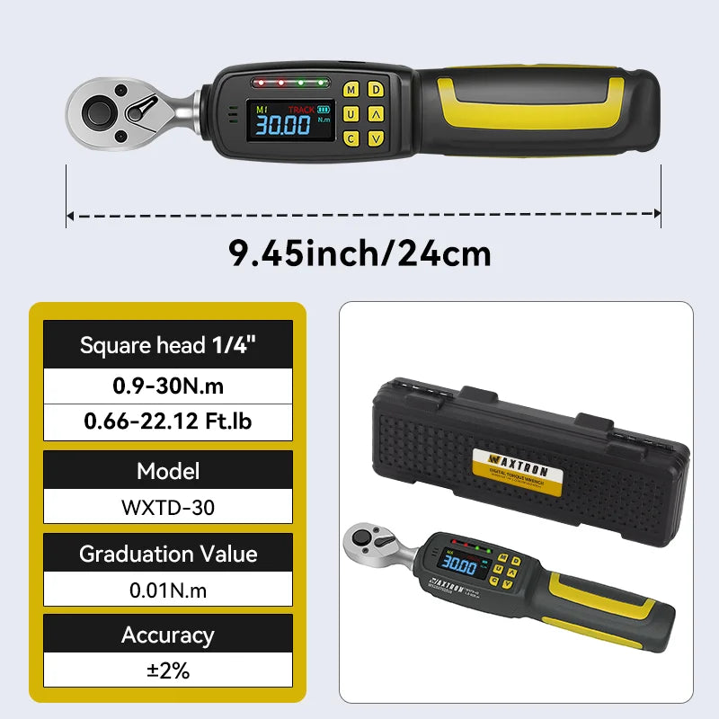 1/2'' Digital Torque Wrench 2% Accuracy Hand Tools 1/4'' 3/8'' Torque Wrench Digital For Auto Motorcycle Bike Waxtron Hot
