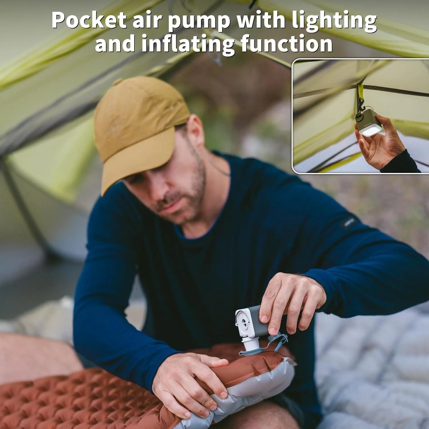 Naturehike USB C Rechargeable Mini Air Pump With Light 2400mAh For Mattresses