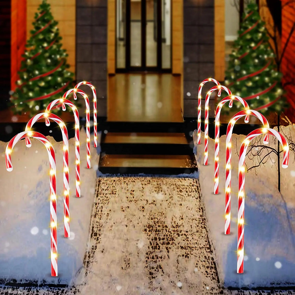 Joyfy Outdoor Christmas Candy Cane Pathway Garden Lights
