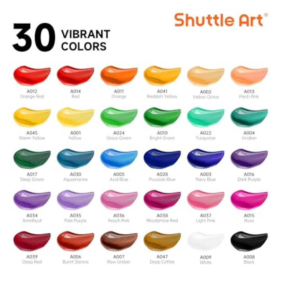 Acrylic Paint Set, 30 x12ml Tubes Artist Quality Non Toxic Rich Pigments Colors Great for Adults Professional Painting on Rocks
