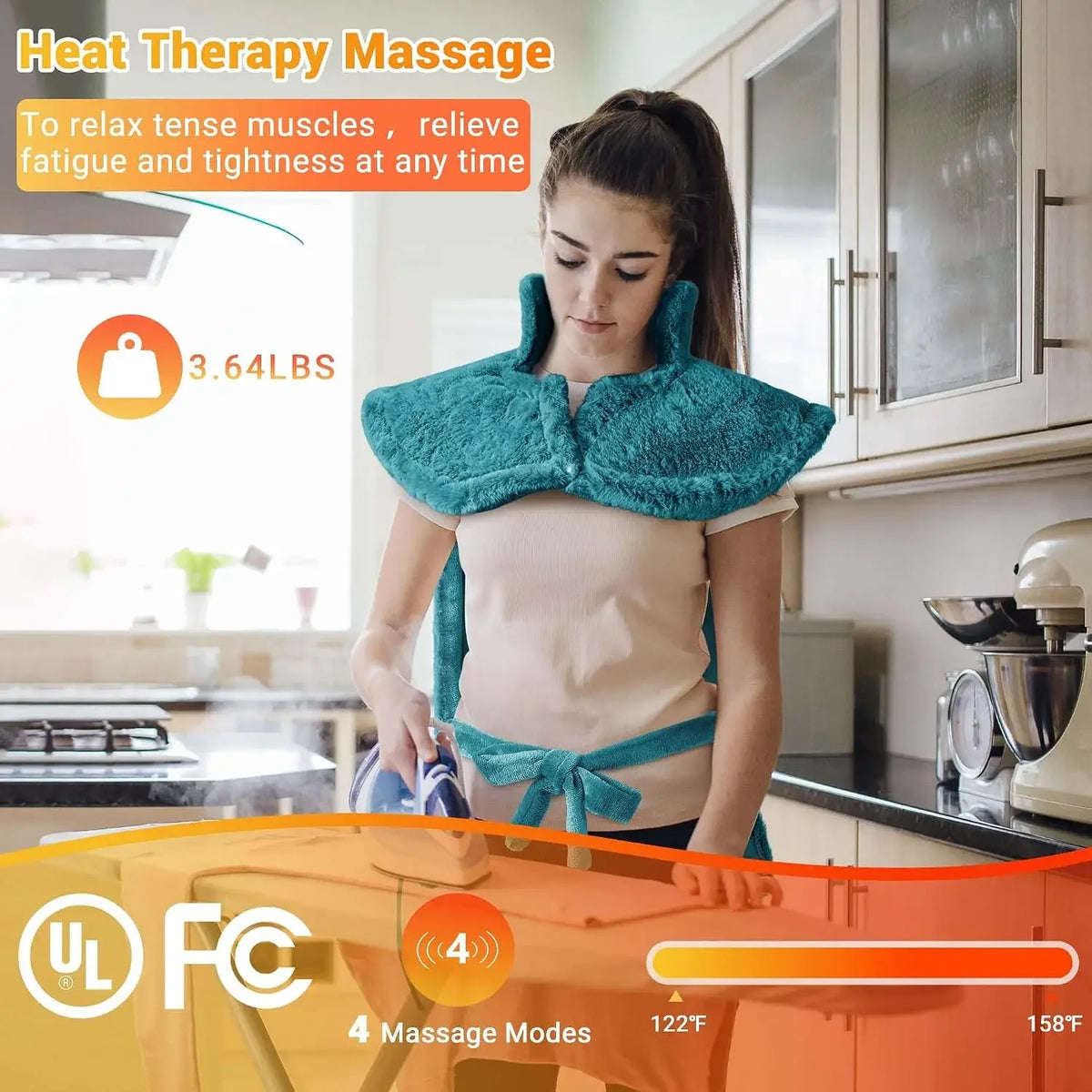 Electric Heating Pad For Neck Shoulders And Back With Massage