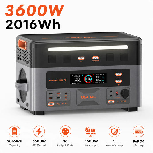 OSCAL PowerMax LiFePO4 Portable Power Station With Solar Charging