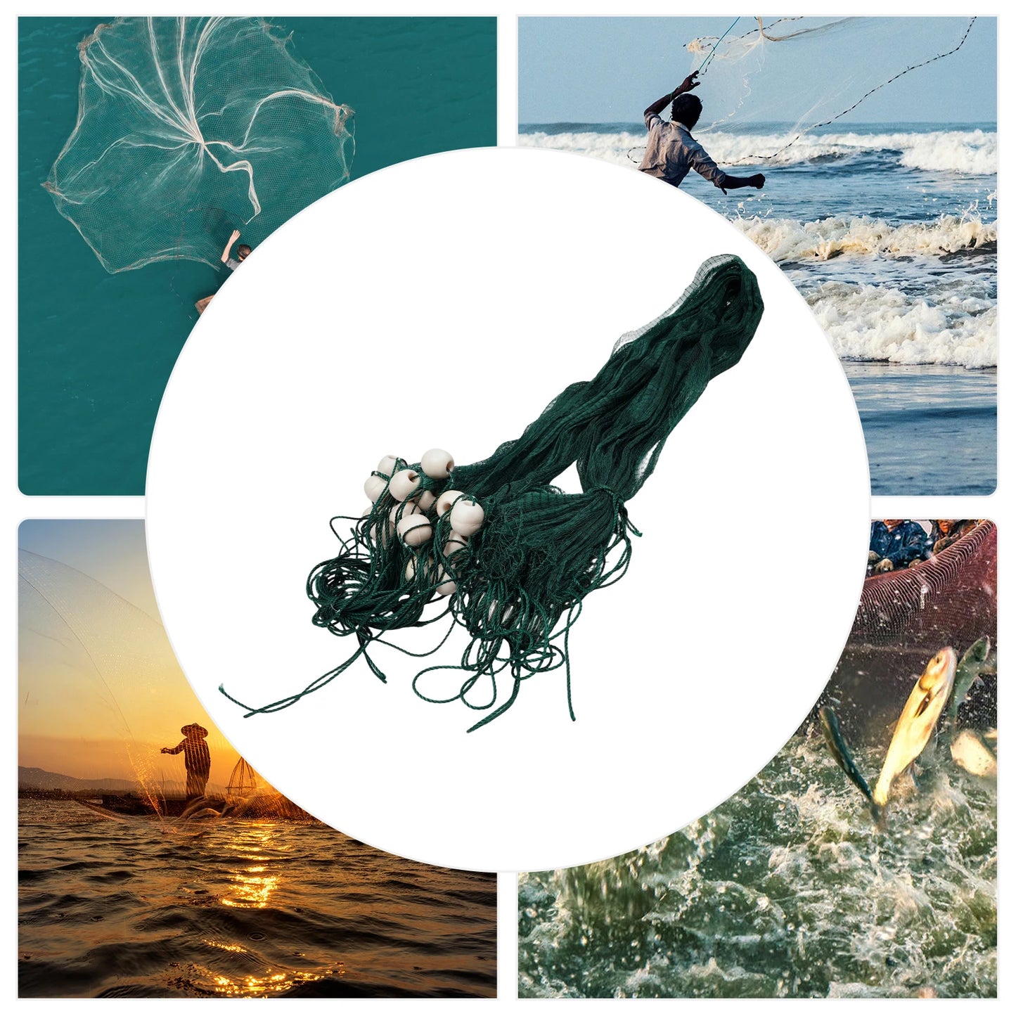 Bymaocar Hand Throw Fishing Net With Weights And Floats For Minnows