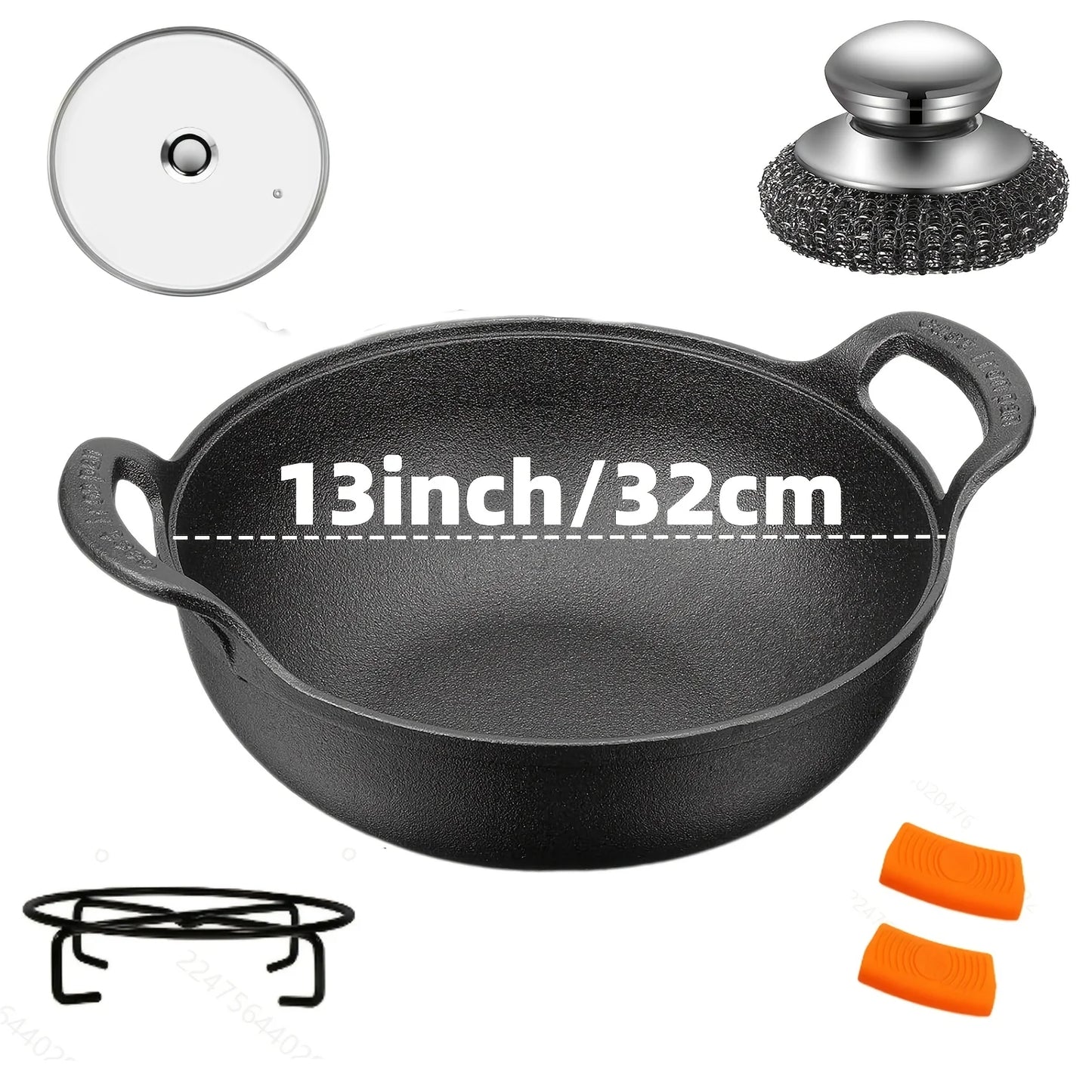 AEDG Three Piece Cast Iron Skillet Set Preseasoned Nonstick