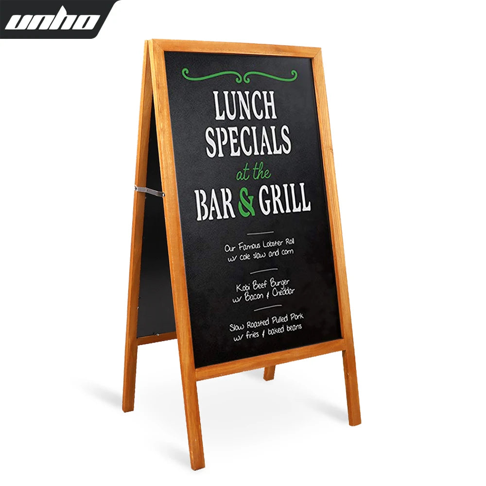 Outdoor Wooden Double Sided Blackboard Chalkboard Display Stand Includes Cloths