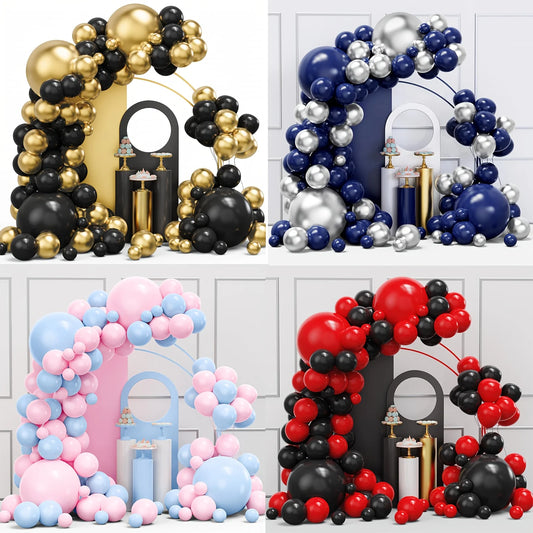 Pink And Blue Balloon Arch Set 141pcs Latex Balloons Strong Atmosphere Party Decor Four Styles Black Gold Pink Blue Red Black Blue Silver For Gender Reveal Boys Girls Birthday Baby Shower Christmas New Year Home Party Decorat