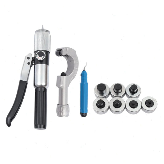 Hydraulic Tube Expander Tool,  Pipe Flaring Kit for Metalworking, 7 Interchangeable Heads （3/8'', 1/2'', 5/8'', 3/4'', 7/8'', 1'', 1-1/8''）, Strong Wear Resistance, Easy Installation, Industrial CNC Pipe Expansion
