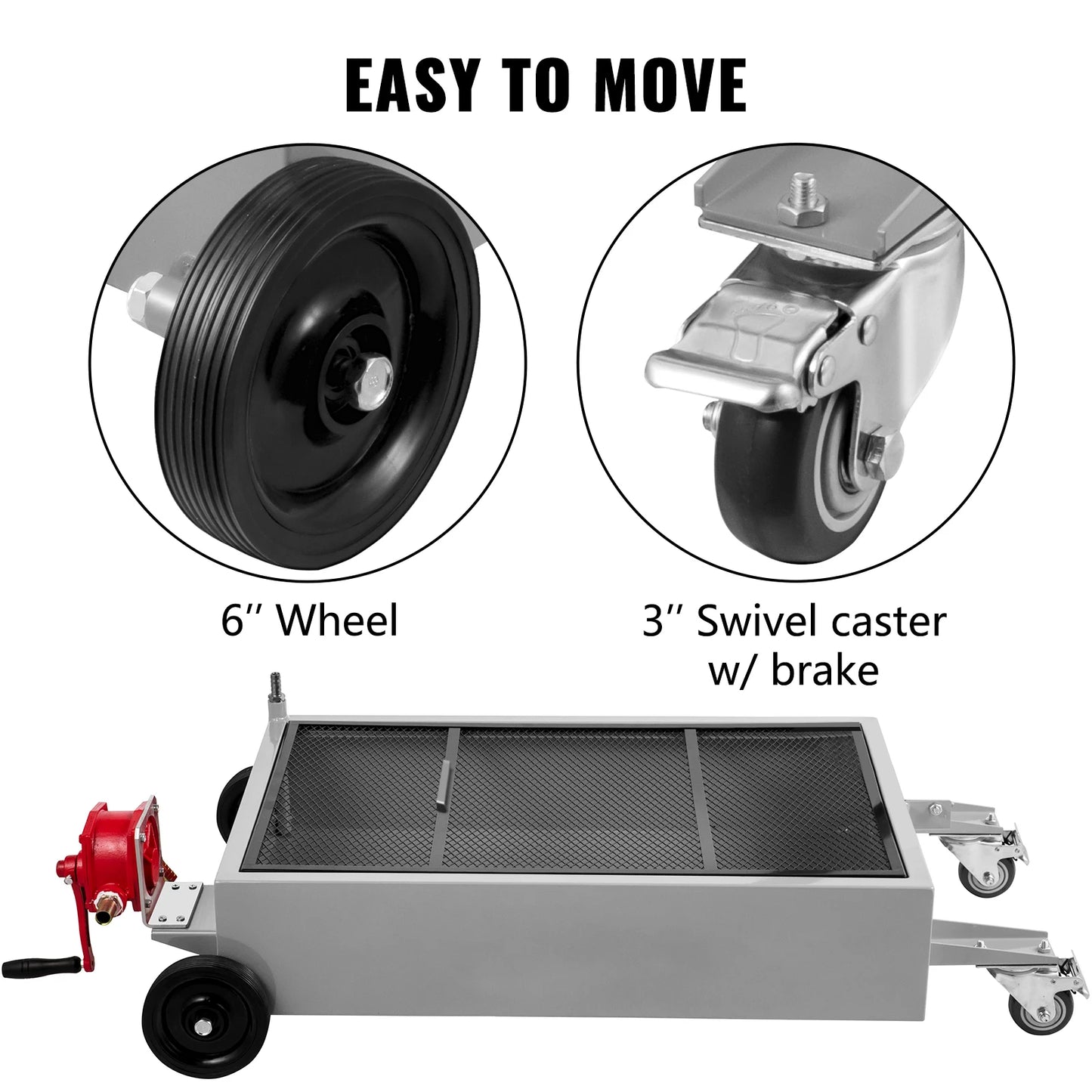 SucceBuy Low Profile Oil Drain Pan Foldable Handle And Casters