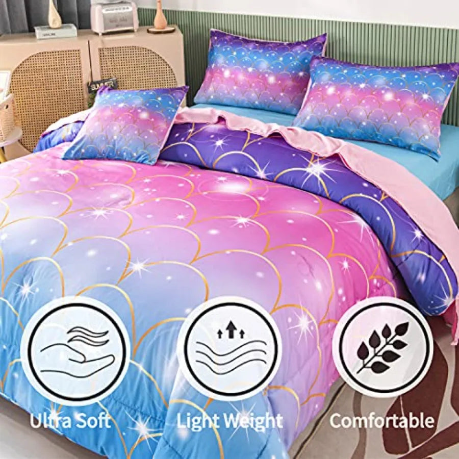 Premium Fish Scale Comforter Set With Matching Pillowcases
