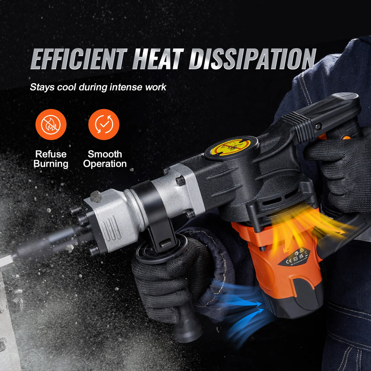 SucceBuy Electric Demolition Jack Hammer Concrete Breaker Heavy Duty With Chisels