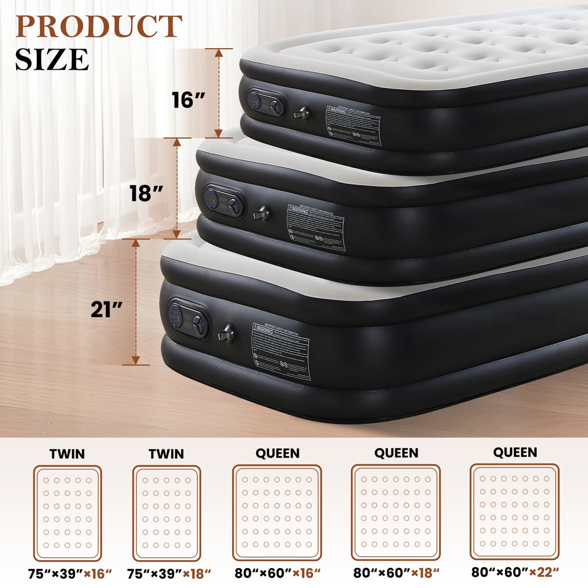 JHK High Profile Air Mattress With Comfortable Flocking Top