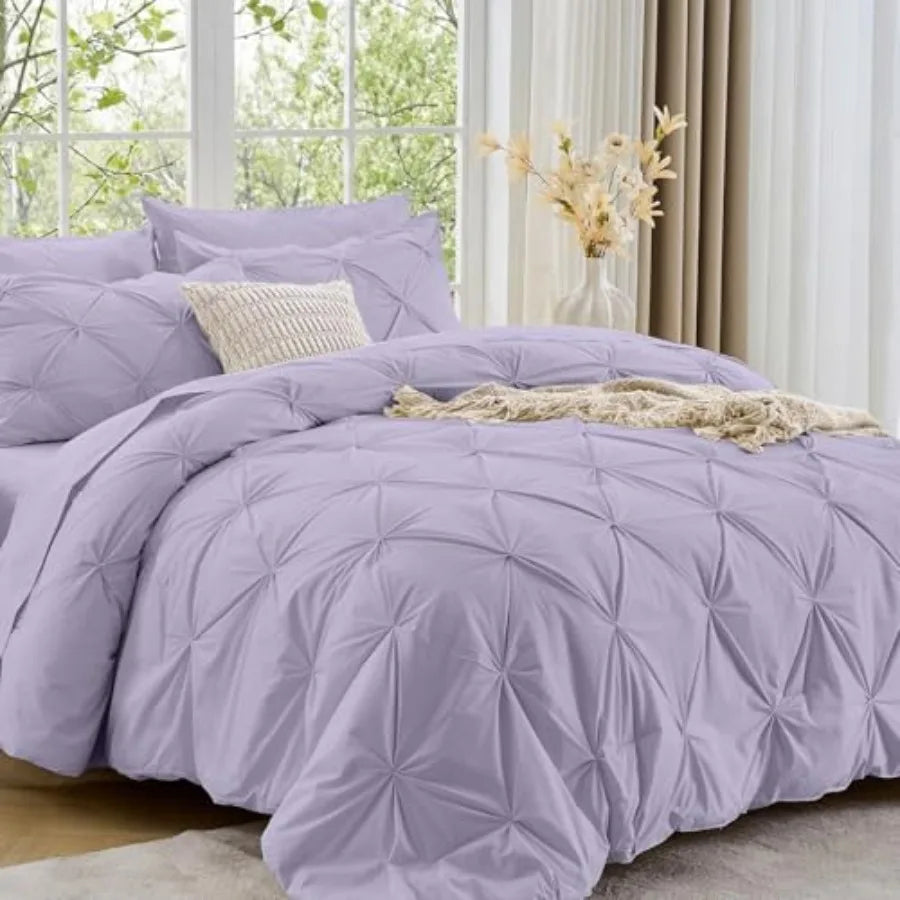 Pintuck All Season Comforter Set 7-Piece Bed in a Bag