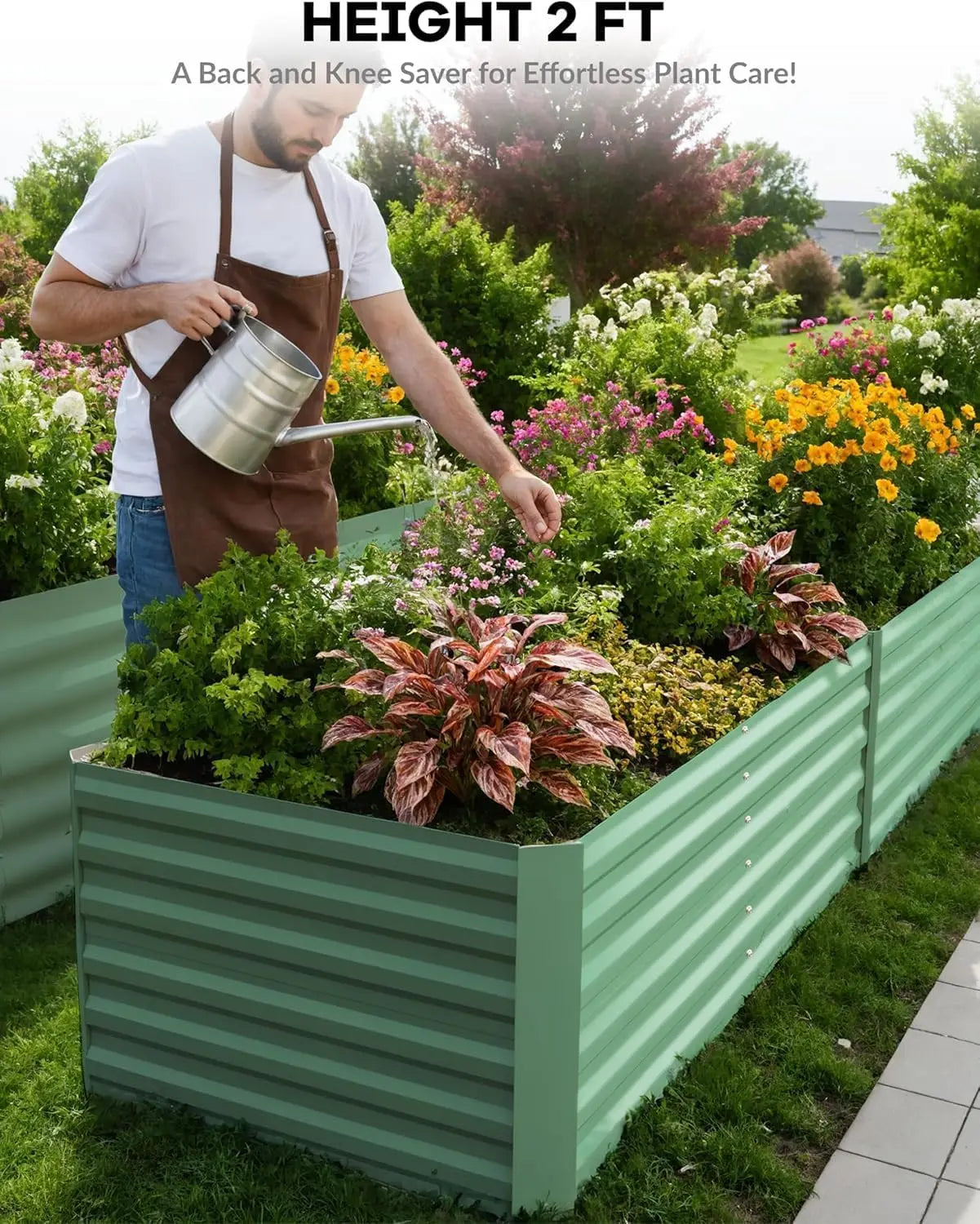 HiMISS Heavy Duty Galvanized Raised Garden Bed Planter
