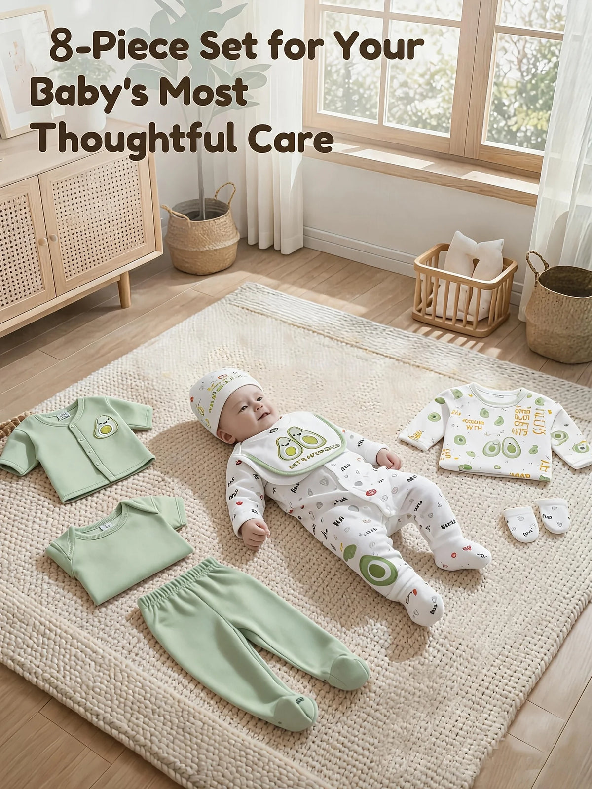 Combed Cotton Newborn Bodysuit And Romper Baby Clothing Set