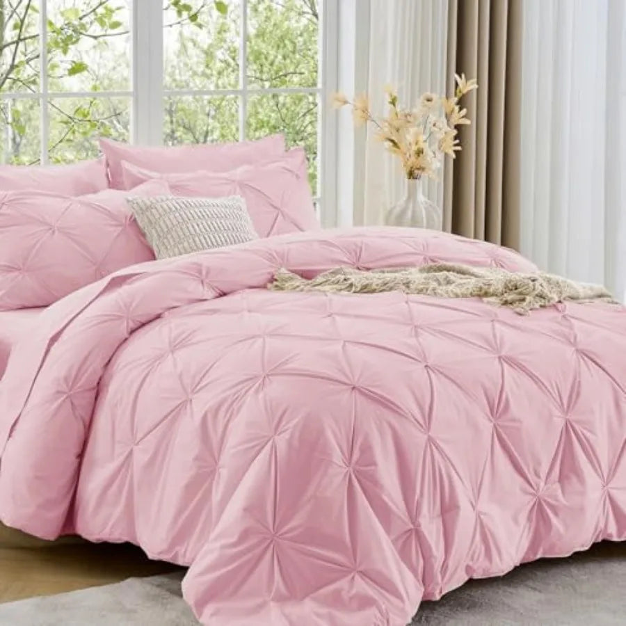 Comforter Set Bed In A Bag 7 Piece Pintuck All Season Cotton Tencel