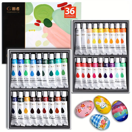 Gouache Paint Set 36 Colors 12mL/0.4oz, Professional Tempera for Canvas, Paper, DIY Projects, Crafts, Perfect for Artist & Adult