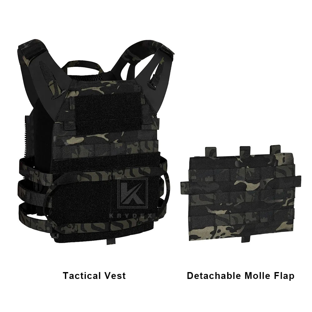 KRYDEX 500D Nylon Tactical Plate Carrier Vest With MOLLE Front Flap