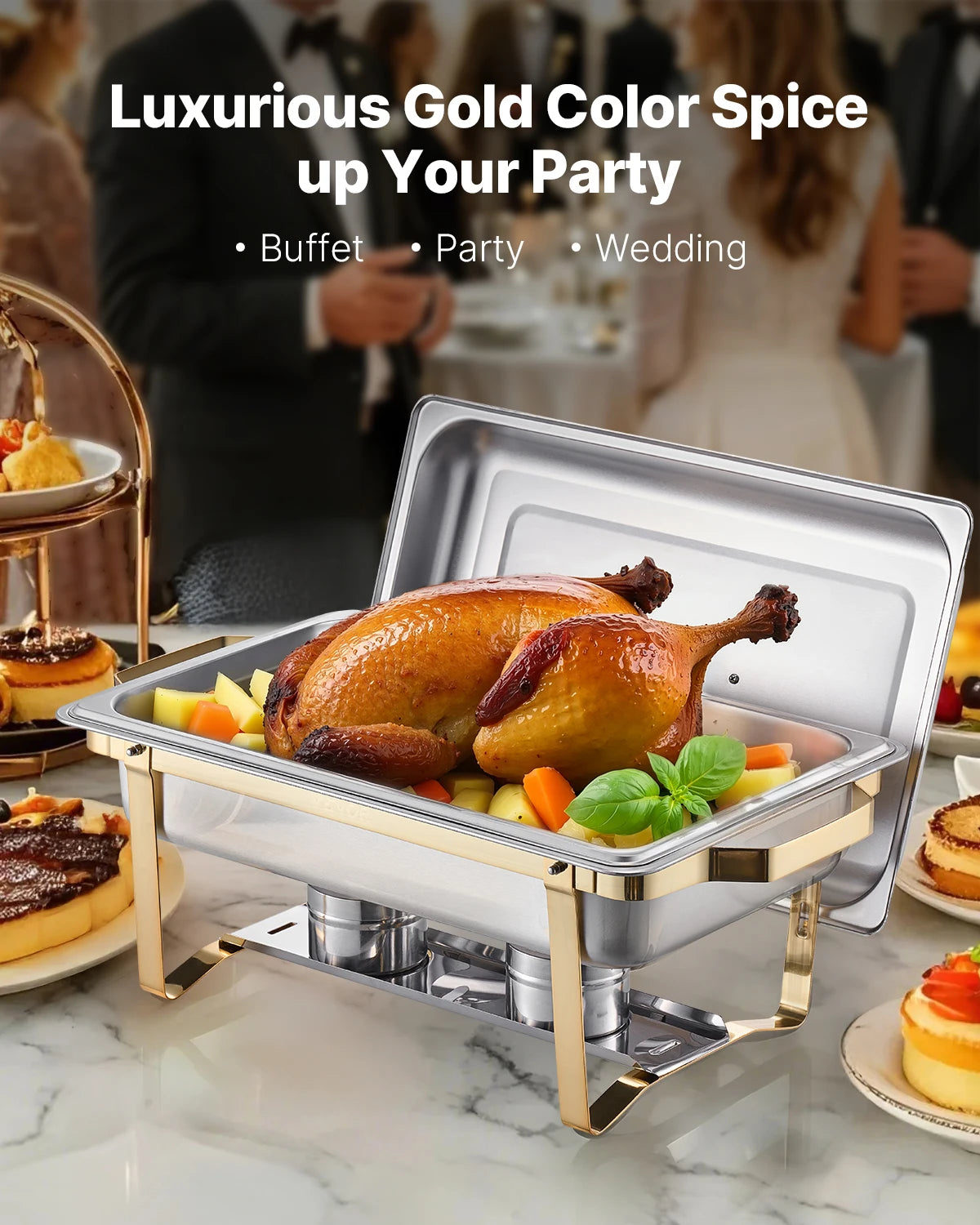 SucceBuy Chafing Dish Buffet Set Stainless Steel Chafer with Pans