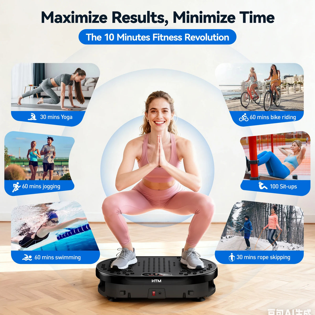 HTM Vibration Plate Fitness Trainer for Full Body Home Workouts