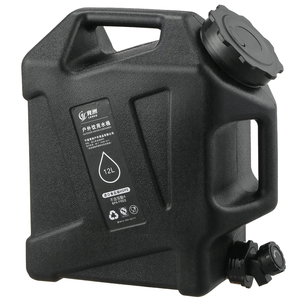 12L Camping Water Container  Water Storage Carrier Portable Large Capacity Outdoor Hiking Accessories