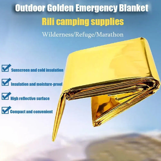 Emergency Thermal Poncho Blanket Water Resistant Windproof Sunshade For Camping