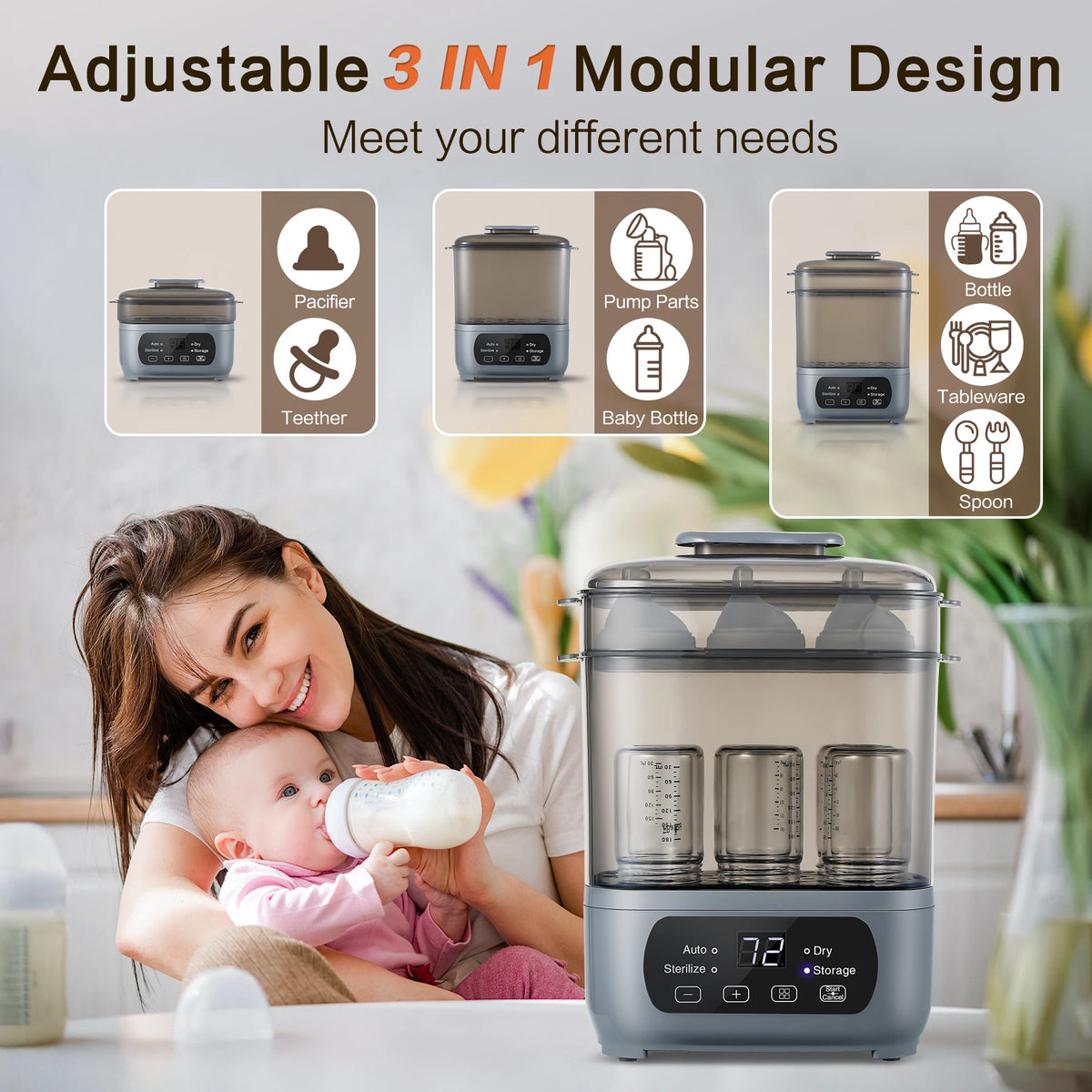 Electric Baby Bottle Sterilizer And Dryer Steam Sanitizer