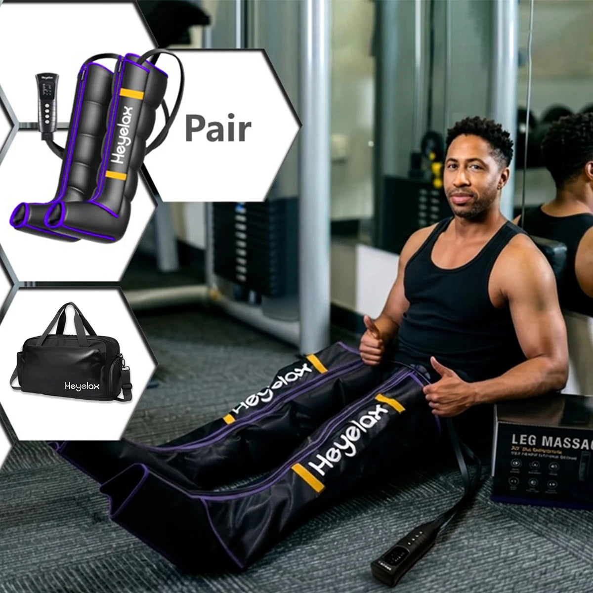 Heyelax Leg Compression Massager for Circulation, Recovery and Muscle Relief