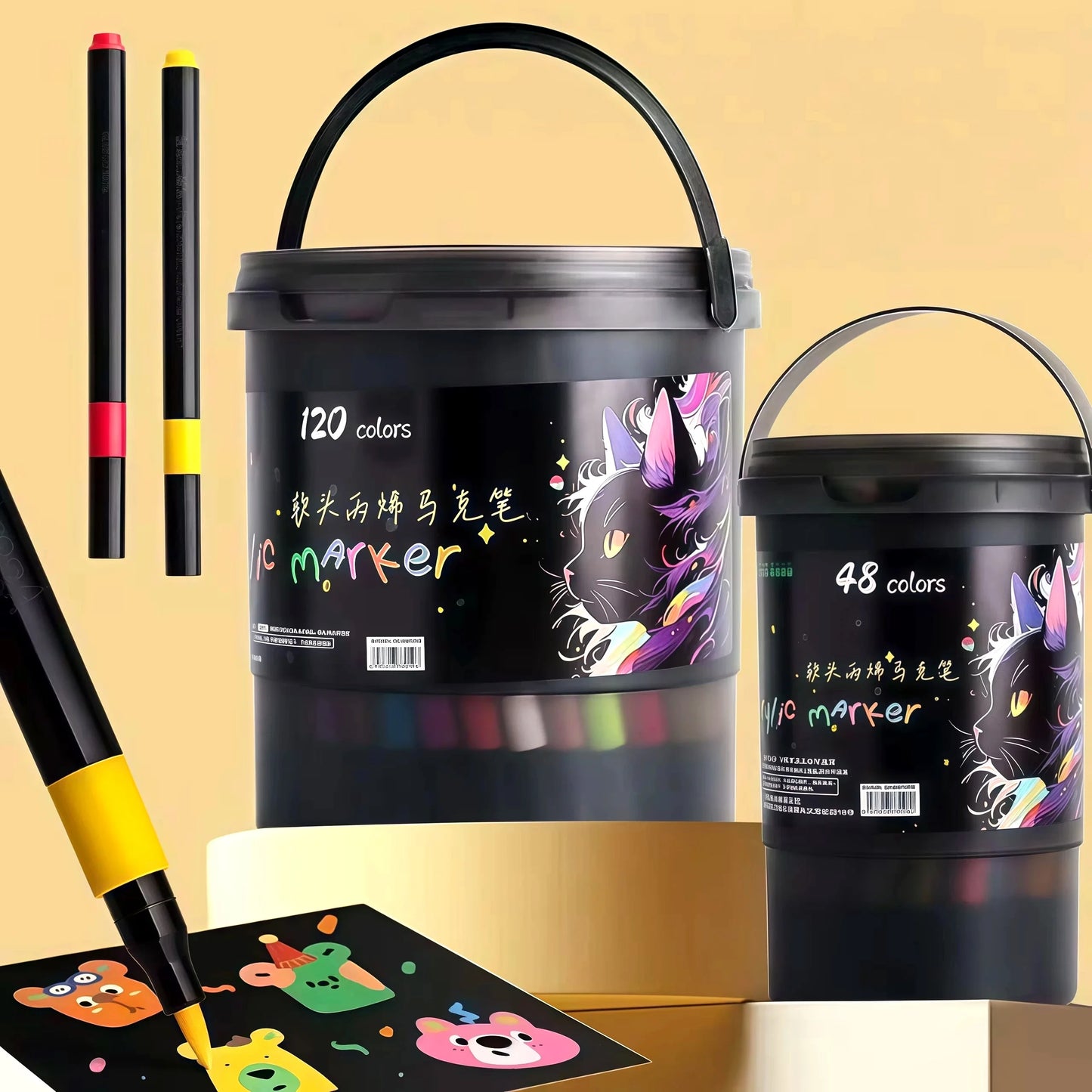 24/36/48/60/80/120 Colors Soft Head Acrylic Marker Pen Set Waterproof High Coverage Paint Markers For Student Art Class Drawing