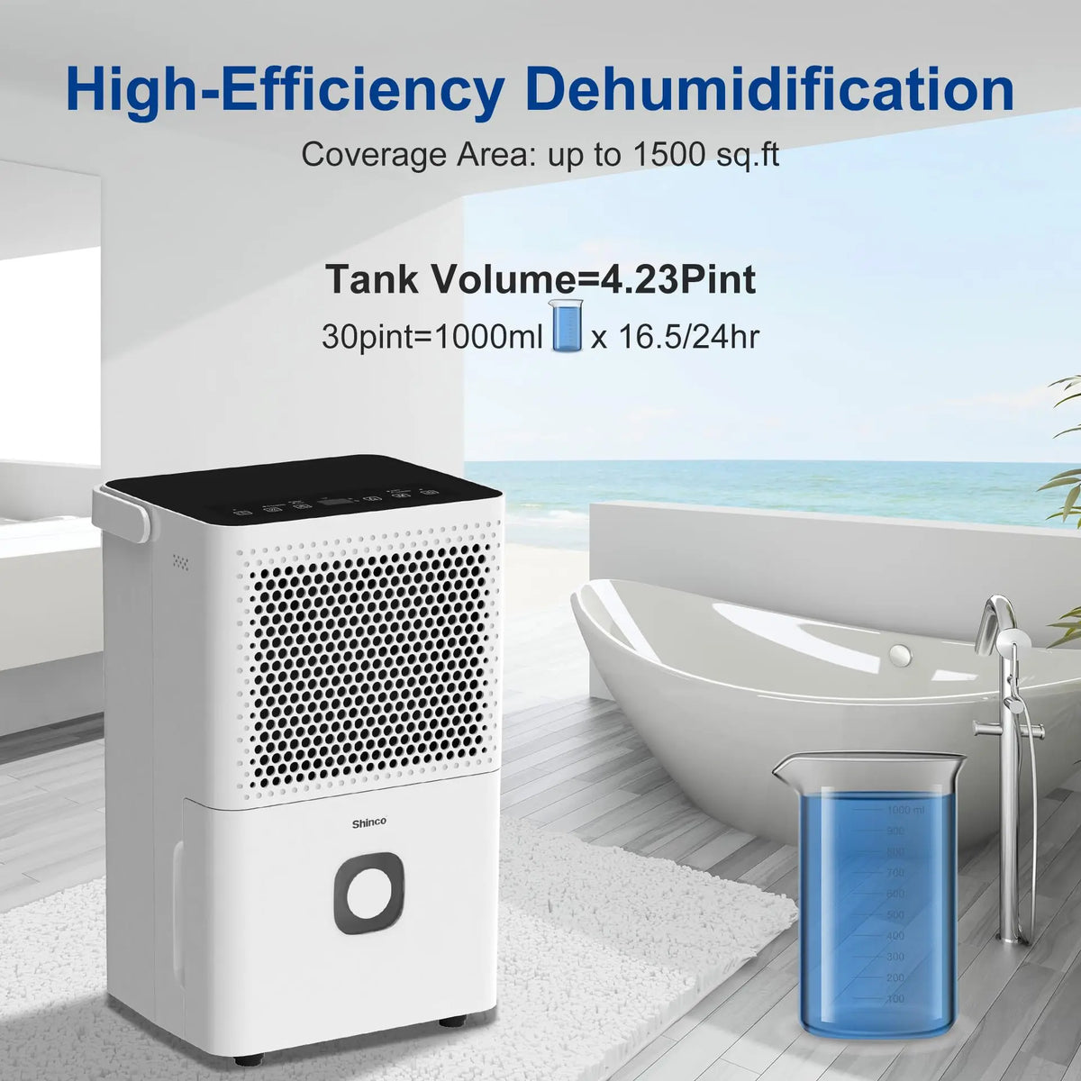 Shinco Portable Dehumidifier With Drain Hose For Home And Basements