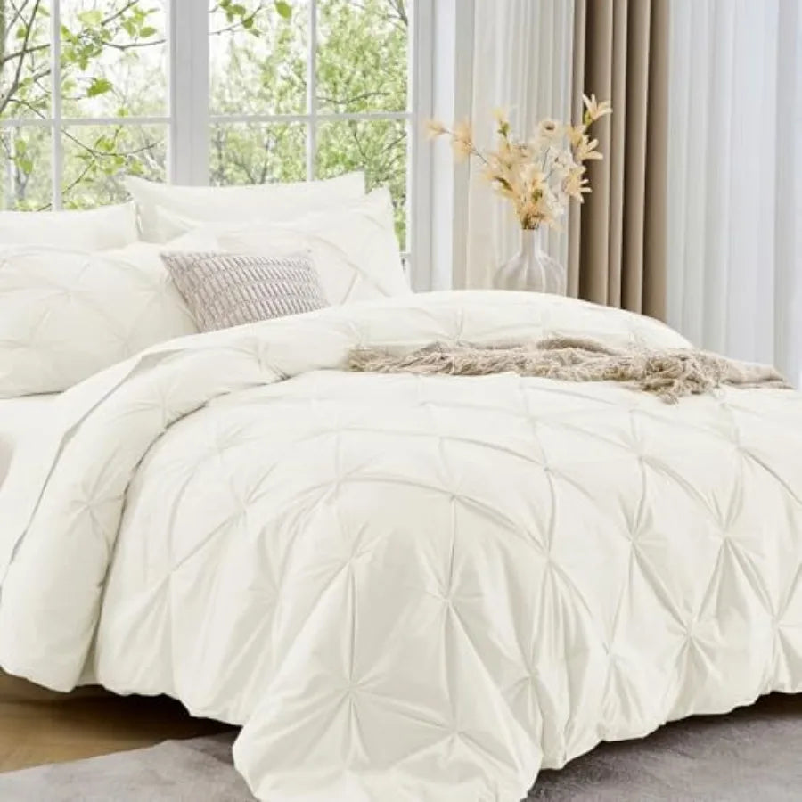 Pintuck All Season Comforter Set 7-Piece Bed in a Bag