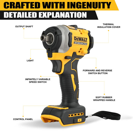 DeWalt DCF850 20V Brushless Impact Driver, 1/4" Hex 3-Speed Cordless Power Tool 205Nm 3250RPM for Screw Driving Assembly