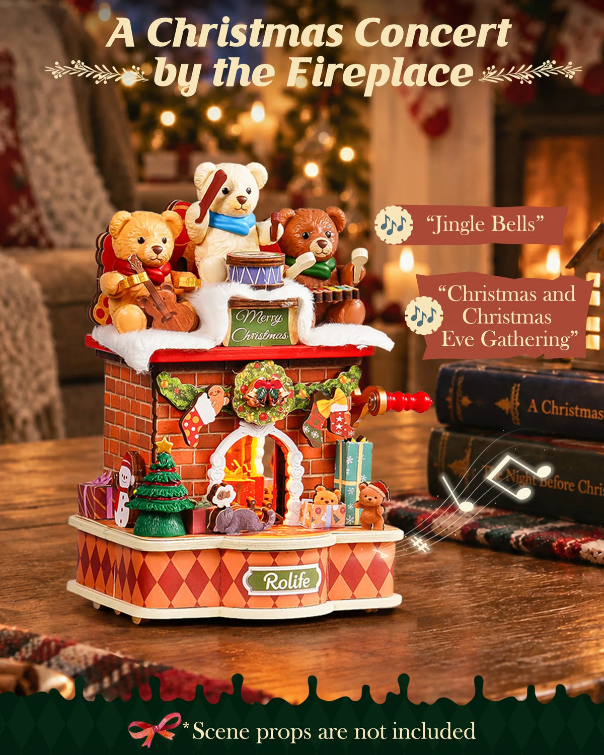 Rolife Fireside Music Night Wooden Puzzle Music Box Craft Kit