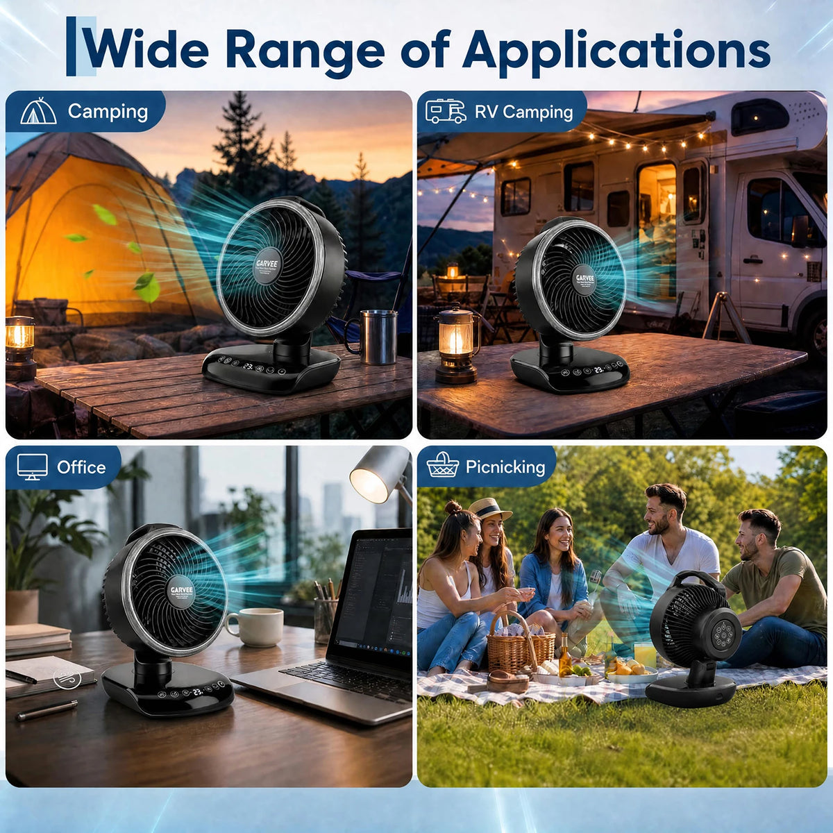 HiMISS Portable Camping Fan With 20000mAh Battery And Remote Control