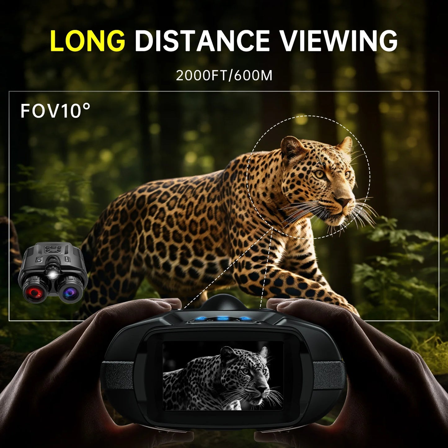 DIYIMIN Night Vision Binoculars 8X Digital Zoom Infrared 4K Goggles
